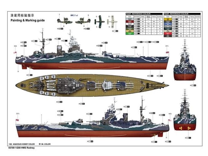 Huvudbild HMS RODNEY (L 108 CM) SKALA 1:200