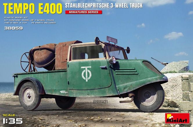 Huvudbild Tempo E400 StahlblechPritsche 3-wheel Truck 1/35