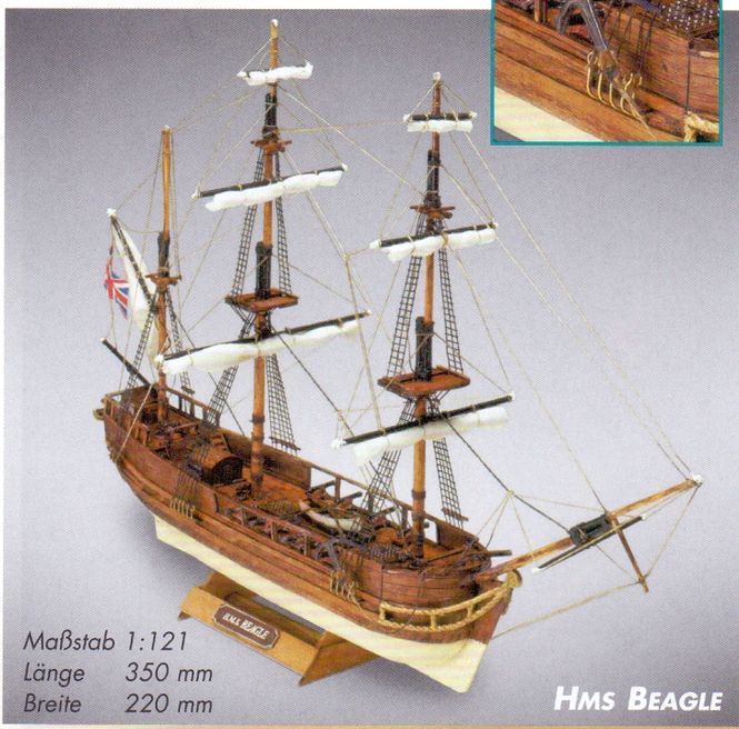 Huvudbild HMS BEAGLE. TRÄBYGGSATS MED FÄRDIGFRÄST SKROV.