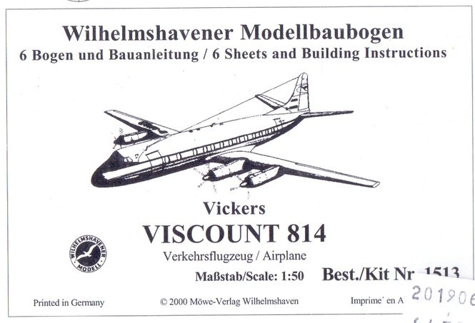 Huvudbild VICKERS VISCOUNT 814. SKALA 1/50